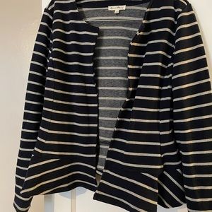 Jane and Delancey Blue White Striped Peplum Blazer